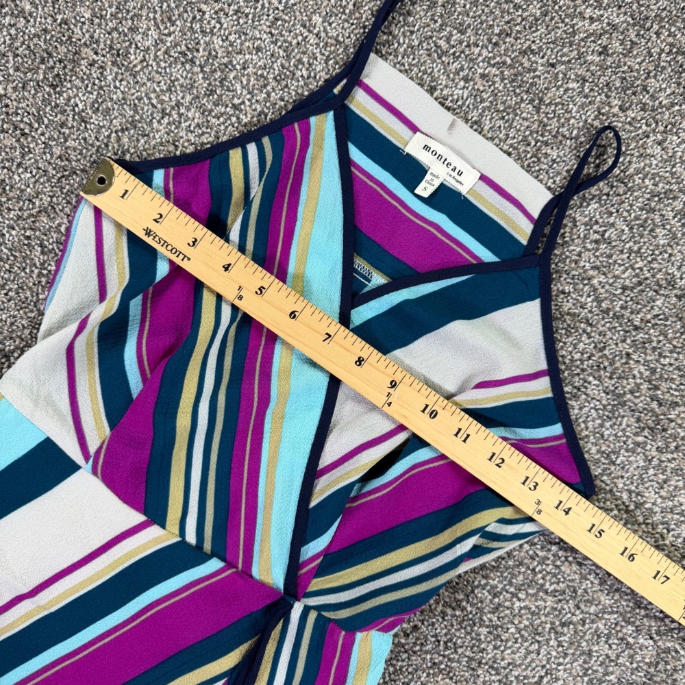 Monteau Los Angeles Striped Sleeveless Wrap Dress Multi Colored Womens Small‎ - Picture 8 of 11